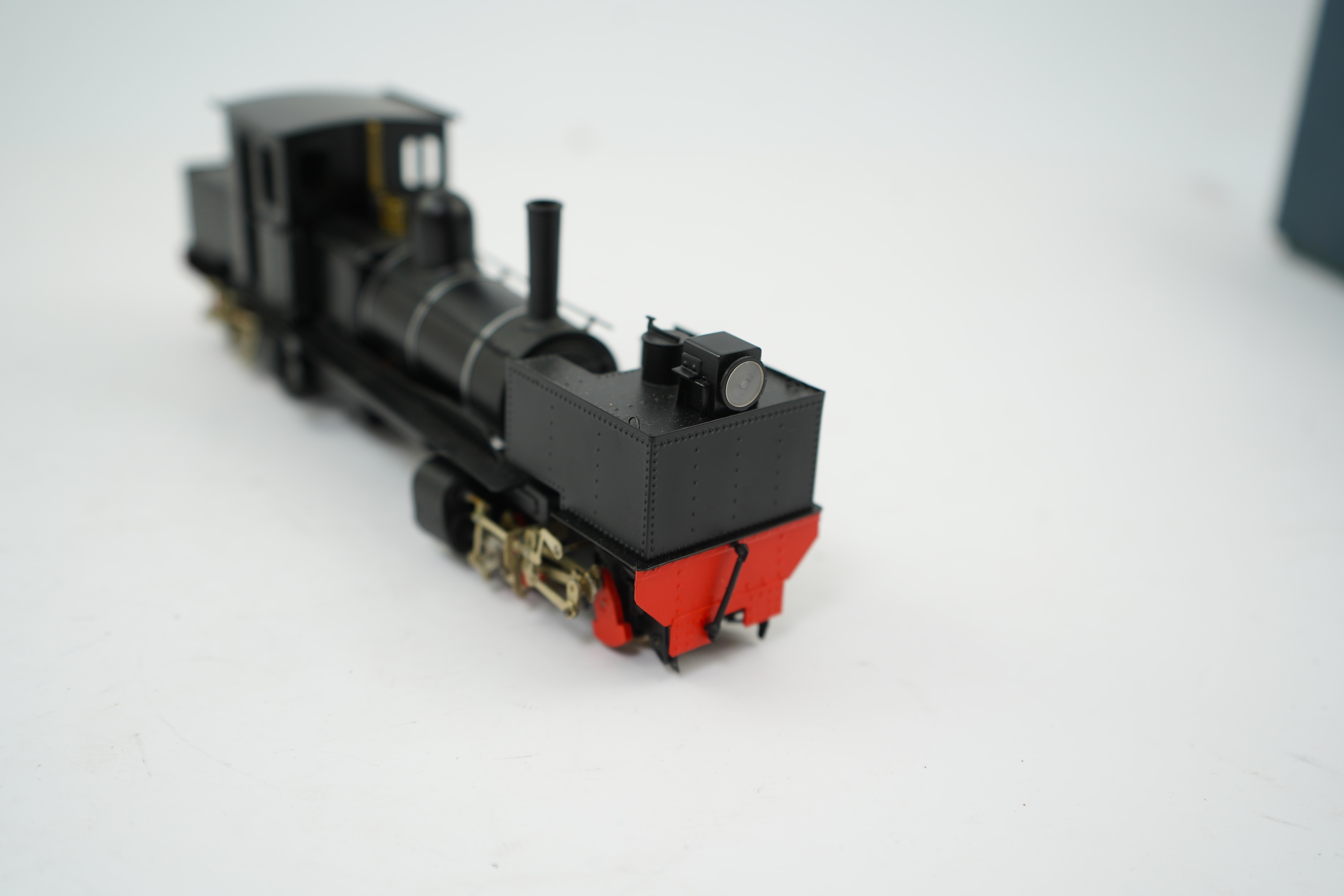 An On30 gauge (1:48 scale) 0-4-0+0-4-0 Garratt locomotive, a finely detailed model, of painted brass, etc. construction, running on 00 gauge track and powered for two rail operation